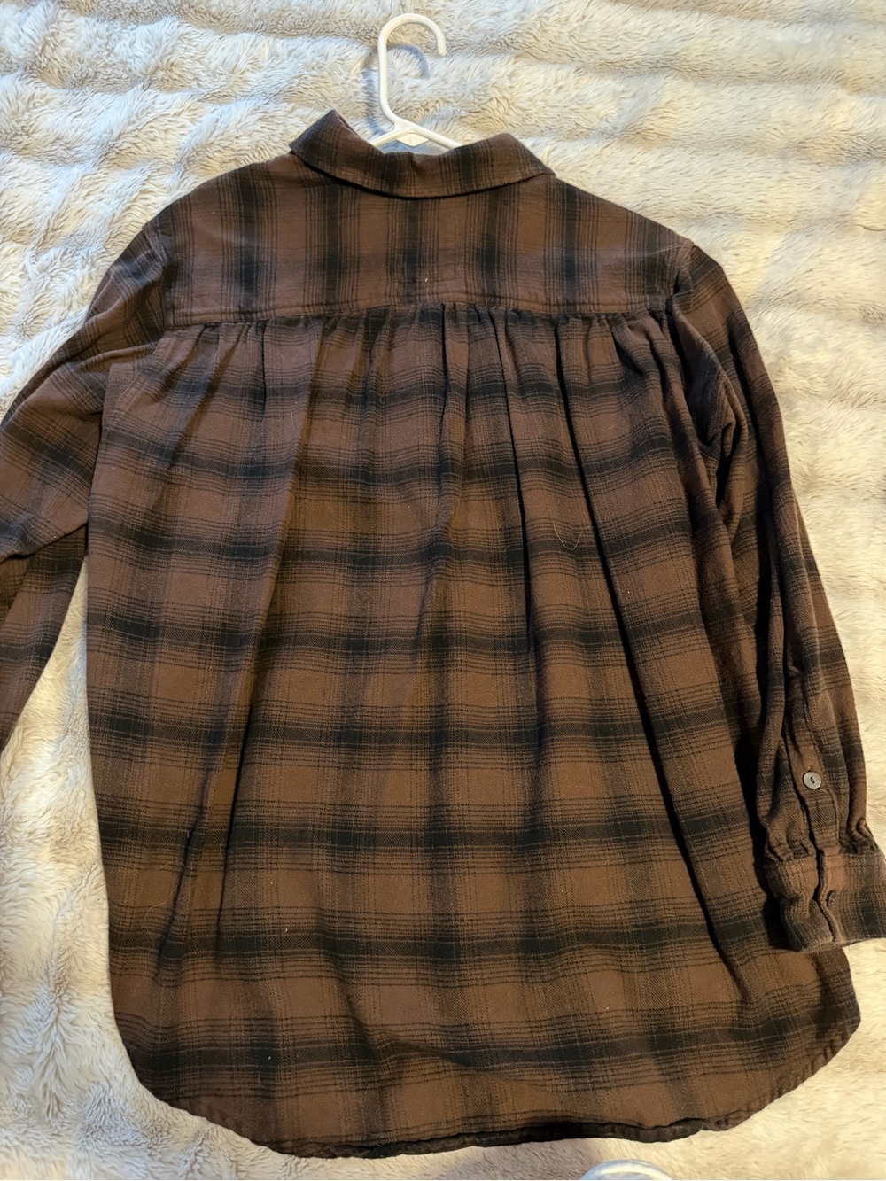 aerie Dark Brown Plaid Button-Up Shirt - Picture 3 of 3